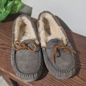 UGG Gray Suede Shearling Mocassins Womens 8
